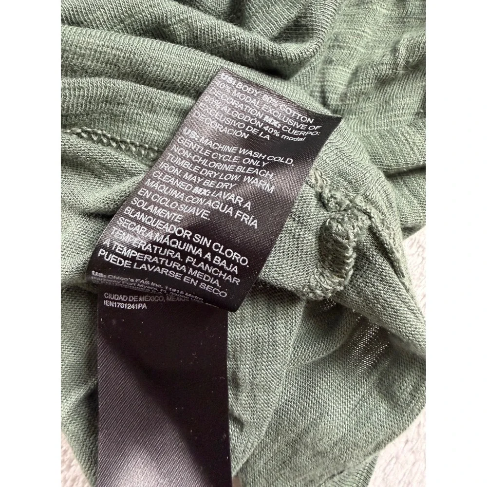 White House Black Market Sage Green Ruffle Cap Sleeve Slub Knit Tee Large